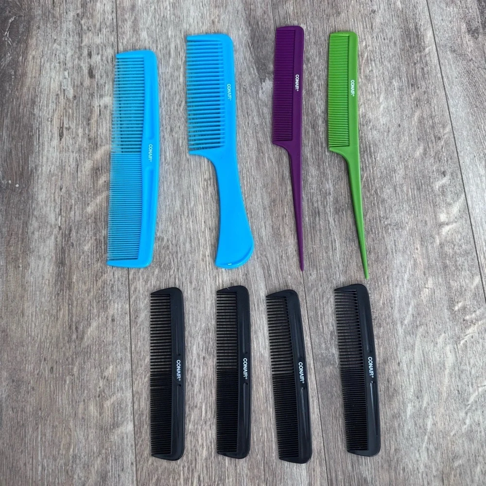 Conair Colorful Hair 8 Comb Set - Pocket, Rake, and Tail Assorted Combs